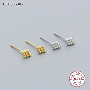 925 Silver Geometric Stud Earrings Japanese Retro Fine Jewelry