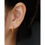 925 Silver Geometric Stud Earrings Japanese Retro Fine Jewelry