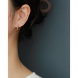 925 Silver Geometric Stud Earrings Japanese Retro Fine Jewelry