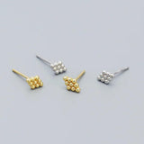 925 Silver Geometric Stud Earrings Japanese Retro Fine Jewelry