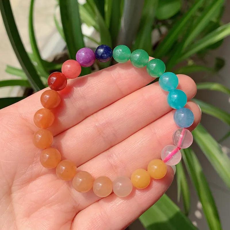 Reiki Healing Mixed Gems Stone Bracelets Chakra Amethysts Quartz Pink Crystal
