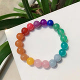 Reiki Healing Mixed Gems Stone Bracelets Chakra Amethysts Quartz Pink Crystal