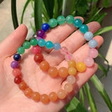 Reiki Healing Mixed Gems Stone Bracelets Chakra Amethysts Quartz Pink Crystal