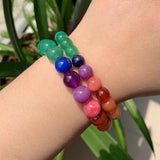 Reiki Healing Mixed Gems Stone Bracelets Chakra Amethysts Quartz Pink Crystal