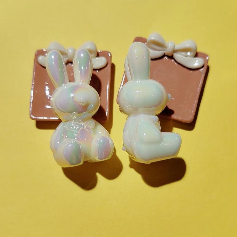 10Pcs Plating UV Luminous Bunny Bead DIY Accessories