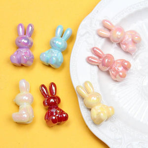 10Pcs Plating UV Luminous Bunny Bead DIY Accessories