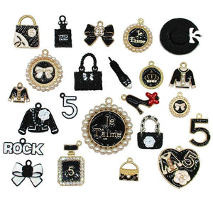 10pcs/set Lipstick Perfume Lip Dress Enamel Charms for DIY Earring Jewelry