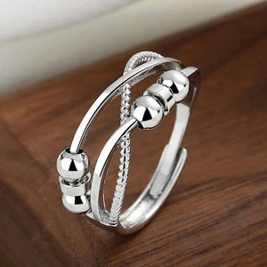 Rotatable Bead Anxiety Rings Zircon Spinner Adjustable Ring Christmas Jewelry