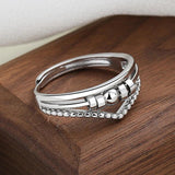 Rotatable Bead Anxiety Rings Zircon Spinner Adjustable Ring Christmas Jewelry