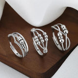 Rotatable Bead Anxiety Rings Zircon Spinner Adjustable Ring Christmas Jewelry