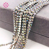 5 Yards/Bag AB 2mm-4mm Glass Rhinestones Cup Chain - Silver Base