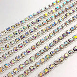 5 Yards/Bag AB 2mm-4mm Glass Rhinestones Cup Chain - Silver Base