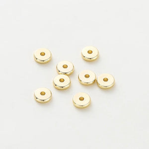 50pcs 14K/18K Plated Brass Spacer Beads 4mm 5mm 6mm Round Flat Bracelet DIY