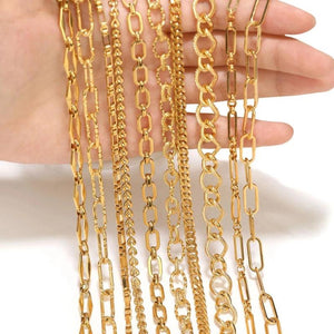 Stainless Steel Link Chain Oval Textured Necklace Chains DIY Jewelry Making