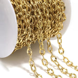 Stainless Steel Link Chain Oval Textured Necklace Chains DIY Jewelry Making