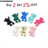 10PCS DIY Cartoon Teddy Bear Pendant Jewelry Accessories Multicolor