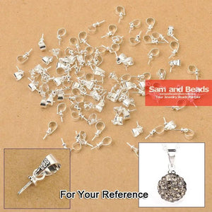 50PCS 925 Silver Plated Bail Beads Cap Connectors For Pendants