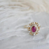 925 Silver Red Zircon Pearl Ring Flower Women s Wedding Jewelry