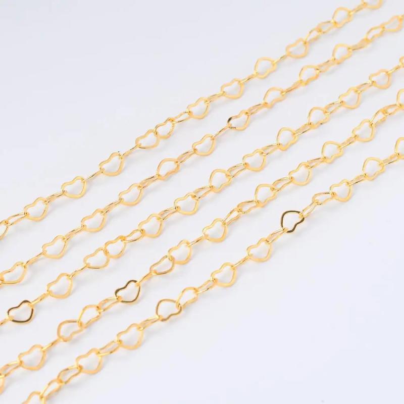 5M Rhodium Heart Shape Chains for Jewelry Making DIY