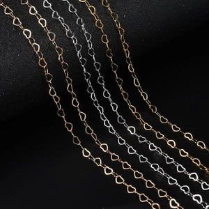 5M Rhodium Heart Shape Chains for Jewelry Making DIY