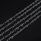 5M Rhodium Heart Shape Chains for Jewelry Making DIY