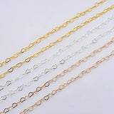 5M Rhodium Heart Shape Chains for Jewelry Making DIY