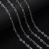 5M Rhodium Heart Shape Chains for Jewelry Making DIY
