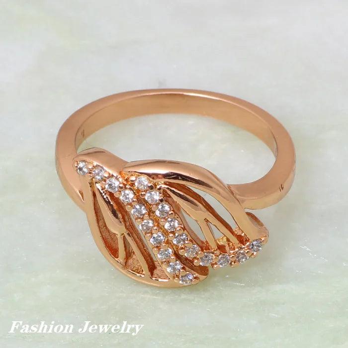Garilina Christmas Tree Shaped Rose Gold Plated Cubic Zirconia Ring Size 5.5-7.5