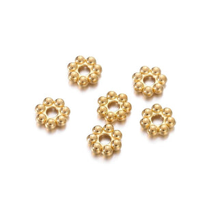 30Pcs Stainless Steel Flower Spacer Bead Charms for DIY Bracelets Jewelry Making