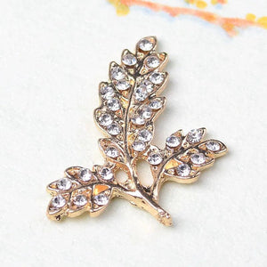 10pcs 25x27mm Metal Alloy Crystal Leaf Jewelry Making Accessories