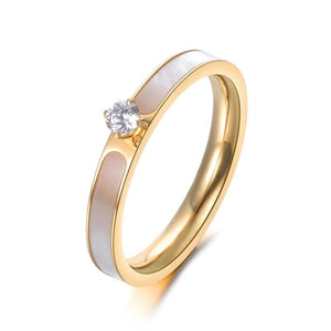 Stainless Steel Ring with Rose Zircon & Rhinestone for Christmas Gift