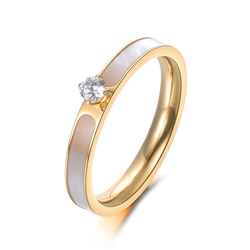 Stainless Steel Ring with Rose Zircon & Rhinestone for Christmas Gift