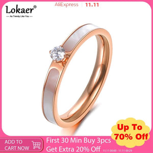 Stainless Steel Ring with Rose Zircon & Rhinestone for Christmas Gift