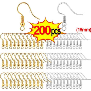 100/200pcs Stainless Steel Ear Hook Findings Clasps Hooks DIY Earring Supplies