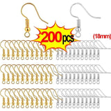 100/200pcs Stainless Steel Ear Hook Findings Clasps Hooks DIY Earring Supplies