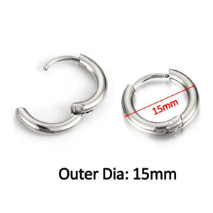 10pcs Stainless Steel Thick Wire Hoop Earrings for Women Men