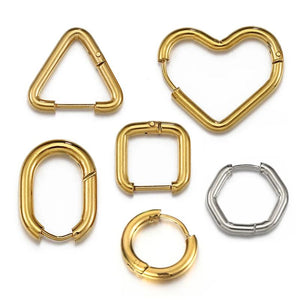 10pcs Stainless Steel Thick Wire Hoop Earrings for Women Men