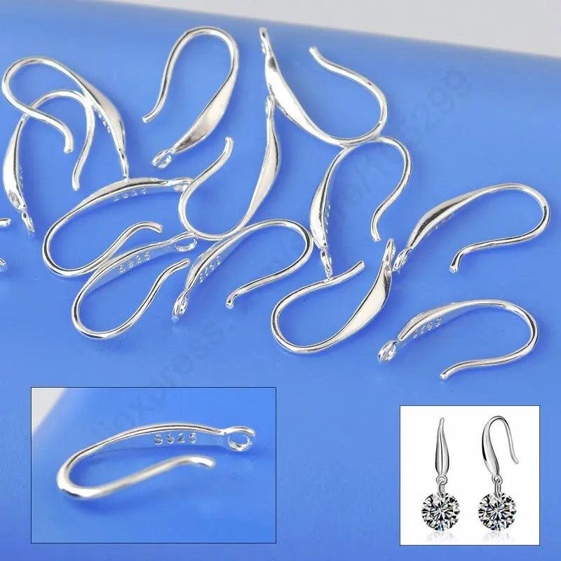 50PCS 925 Sterling Silver Earring Smooth Hook Ear Wires DIY Jewelry Findings