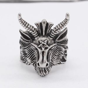 Men's Vintage Christmas Deer Head Deer Horn Stainless Steel Ring