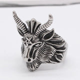 Men's Vintage Christmas Deer Head Deer Horn Stainless Steel Ring