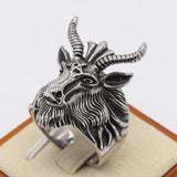 Men's Vintage Christmas Deer Head Deer Horn Stainless Steel Ring