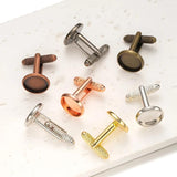 10pcs 12-20mm Cufflinks Blank Bezel for DIY Men's Shirt Jewelry Making