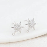 14K Brass Zircon Star Shape Stud Earrings Pins Jewelry Making