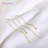 18K Plated 0.6mm Thin Chain Ear Wire with U-Bar, Brass EarWire