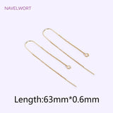 18K Plated 0.6mm Thin Chain Ear Wire with U-Bar, Brass EarWire