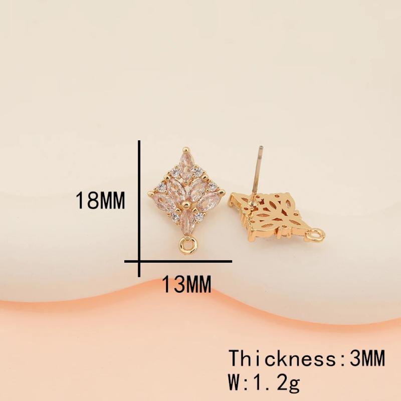 6Pcs Copper Stud/CZ Stone/Rhinestone/Leaf Shapes/Multi Designs