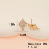 6Pcs Copper Stud/CZ Stone/Rhinestone/Leaf Shapes/Multi Designs
