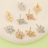 6Pcs Copper Stud/CZ Stone/Rhinestone/Leaf Shapes/Multi Designs