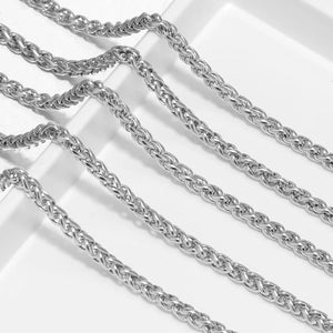 1m Stainless Steel Braided Wheat Chains for Women Punk Necklace