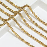 1m Stainless Steel Braided Wheat Chains for Women Punk Necklace